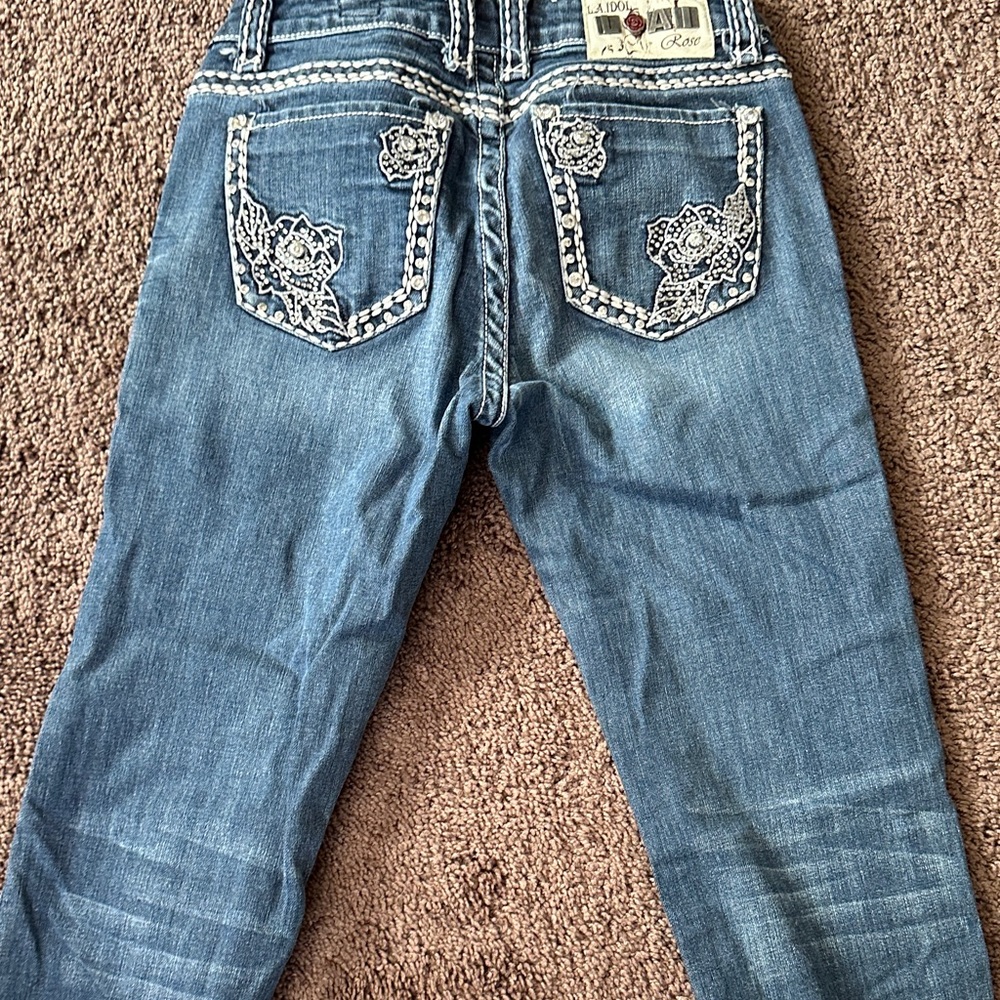 La idol Jeans women’s Bootcut Blue Denim with Embroidery size 7